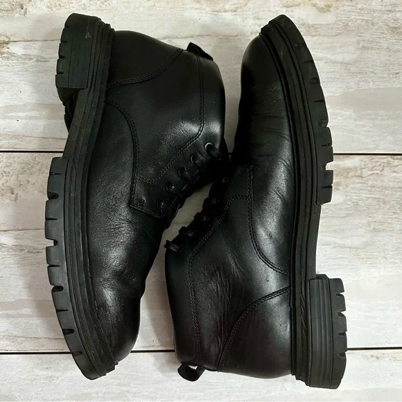 Cole Haan Mens Size 9 Black Leather Tahoe Featherfeel Ankle Lace Up Lug Boots - Picture 8 of 12